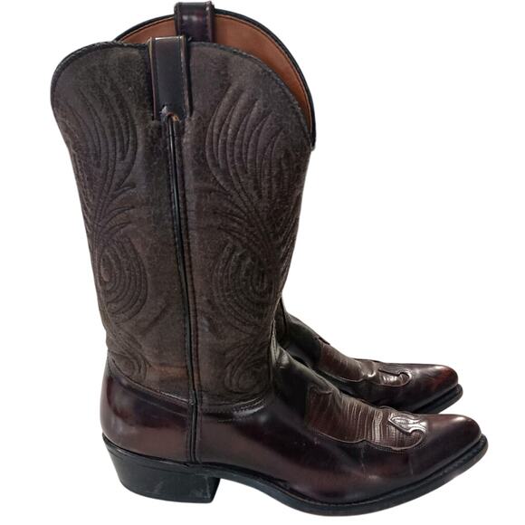 Vintage Mens Laredo dark cherry brown Western cowboy boots Men's size 11 - Picture 1 of 7